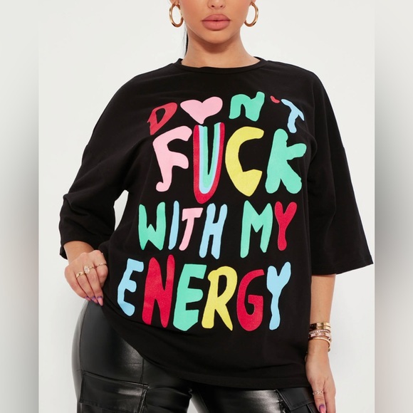 Tops - •Don’t F w/My Energy• Black Crew Neck Tunic